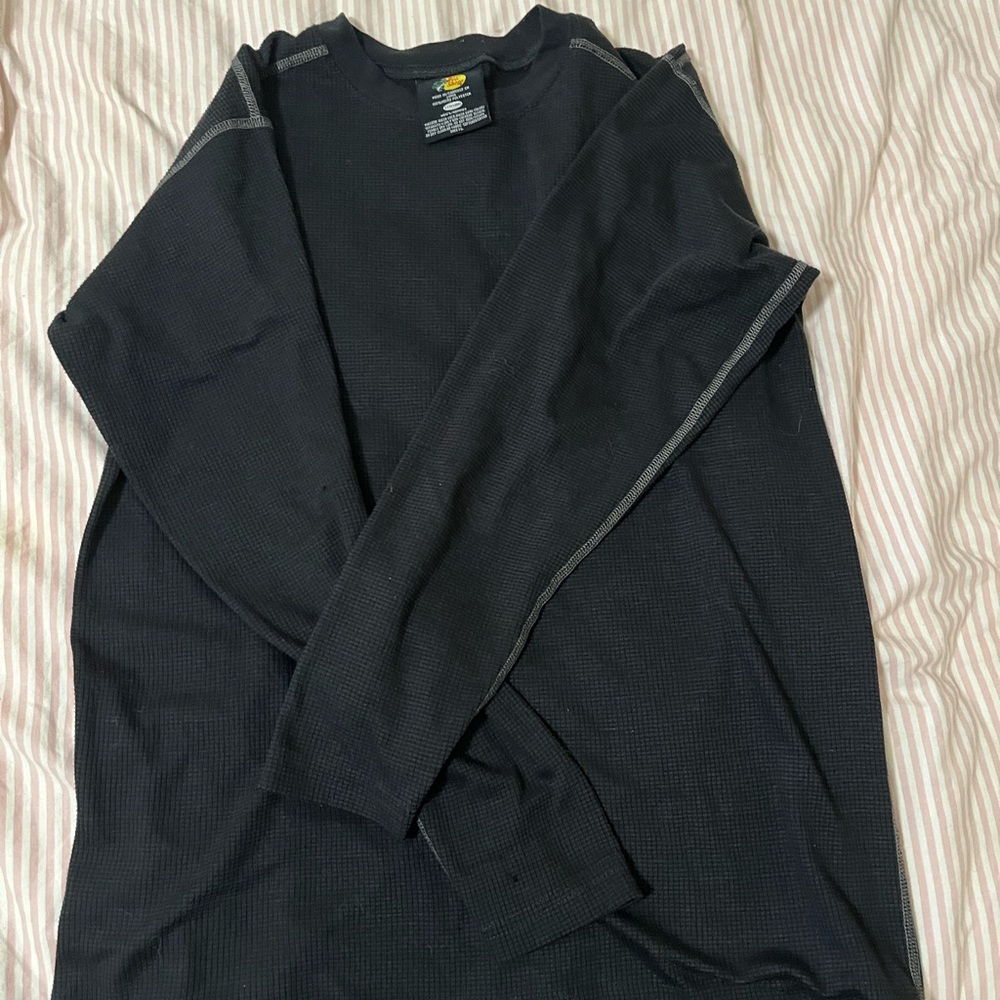 Bass Pro Shops Men’s Black Crewneck Waffle Thermal Sweater